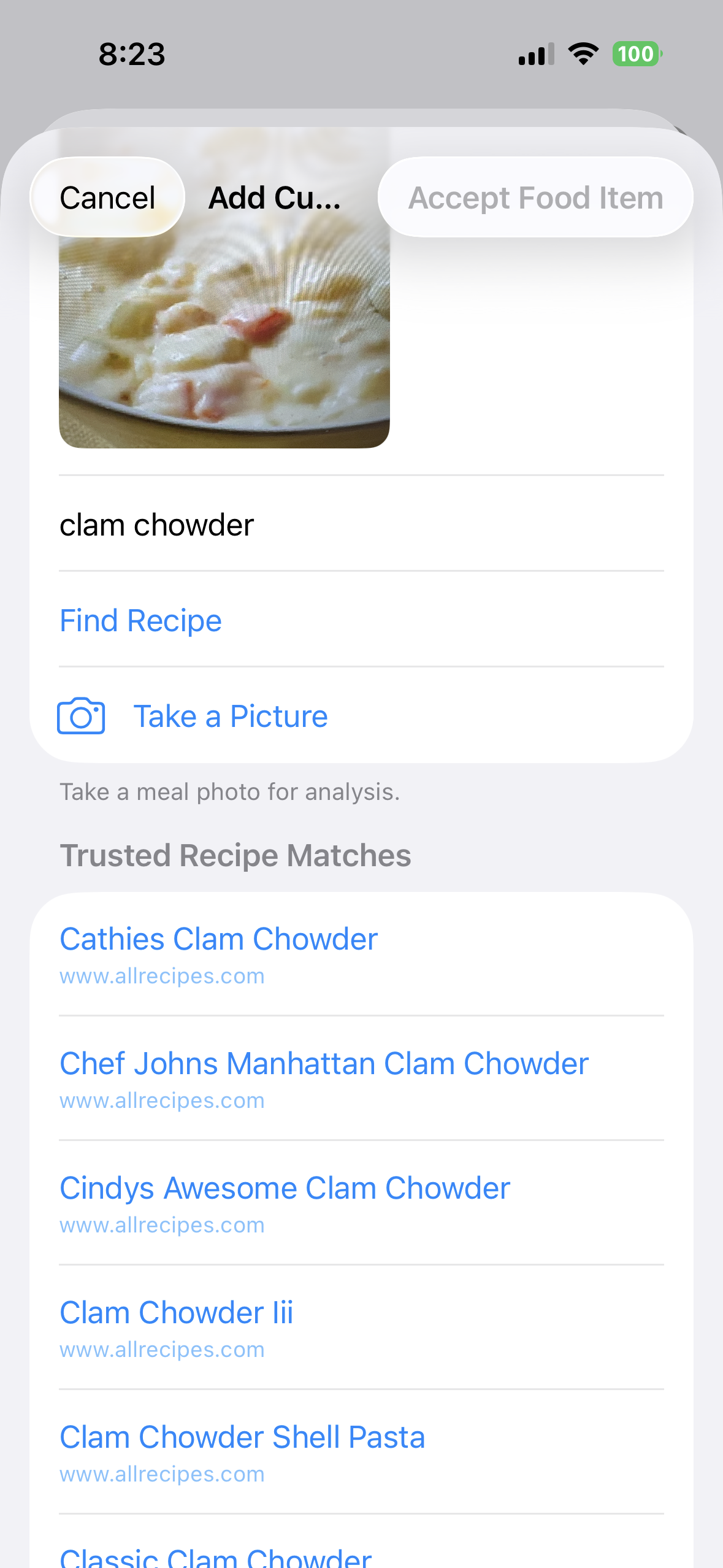 Trusted clam chowder recipe matches found from the photographed dish