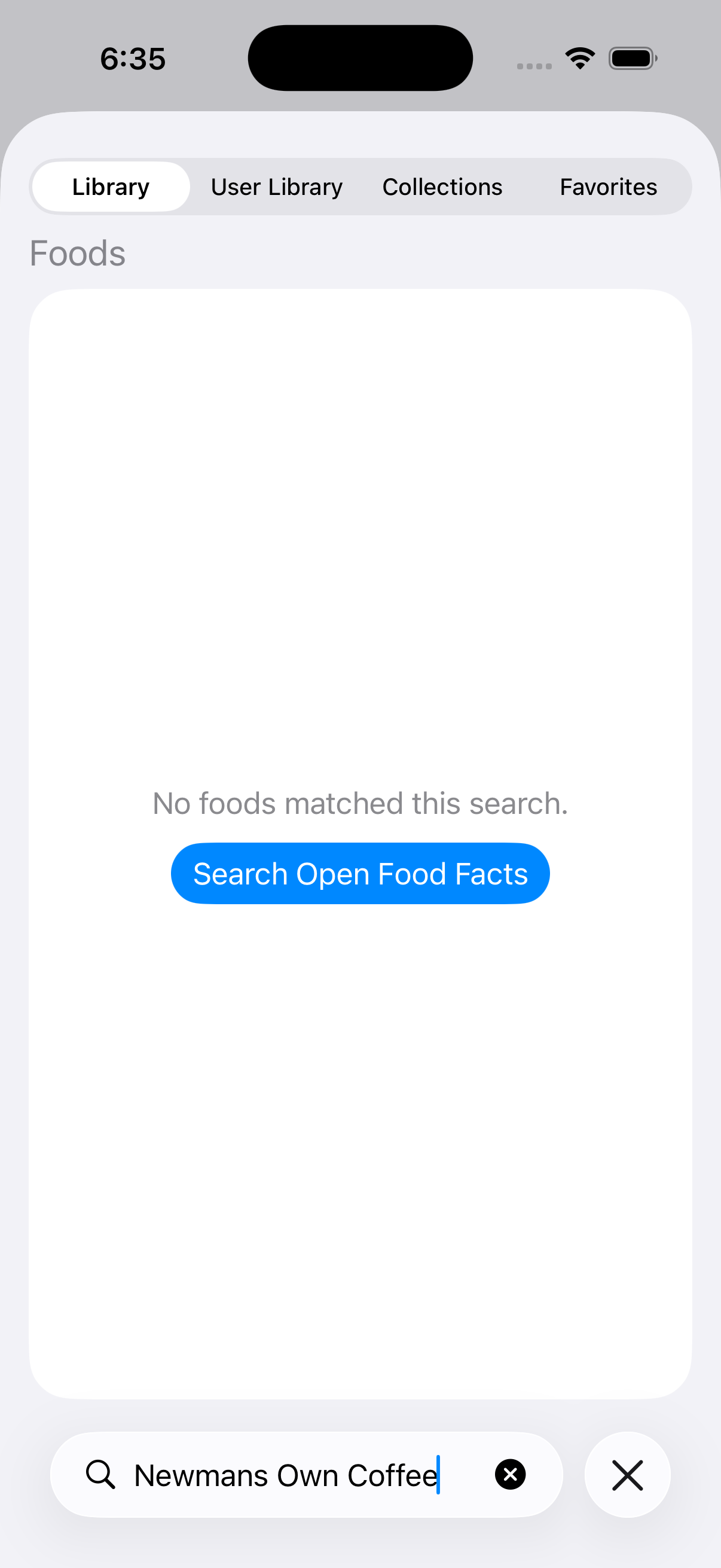 No Open Food Facts product found on iPhone