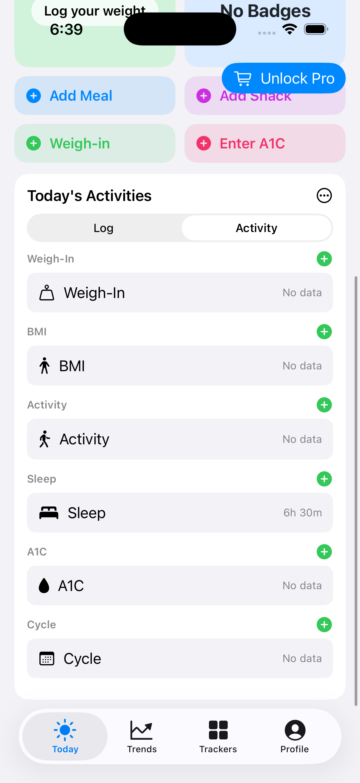 Activity records in BeFit Tracker on iPhone