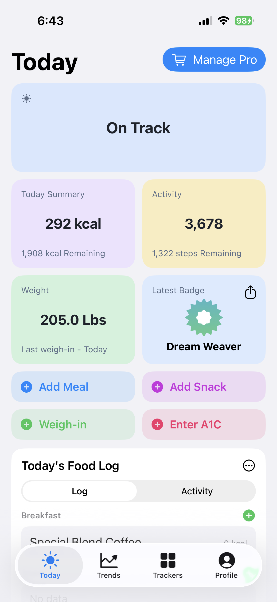BeFit Tracker Today on iPhone
