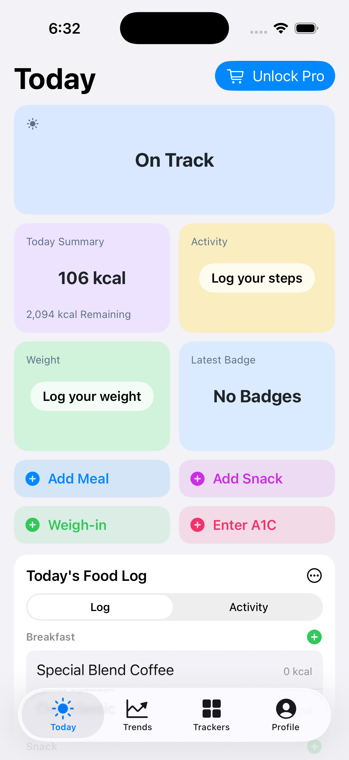 BeFit Tracker Today dashboard on iPhone