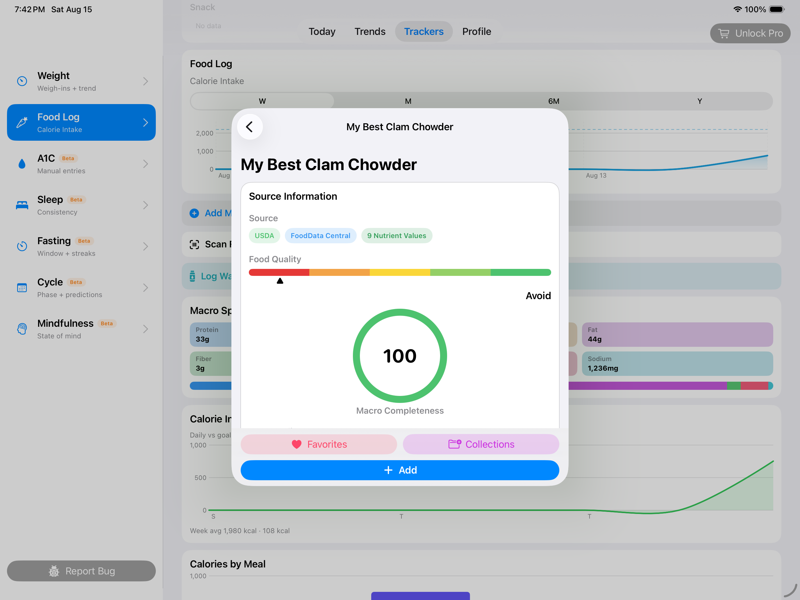 Custom recipe review in landscape on iPad