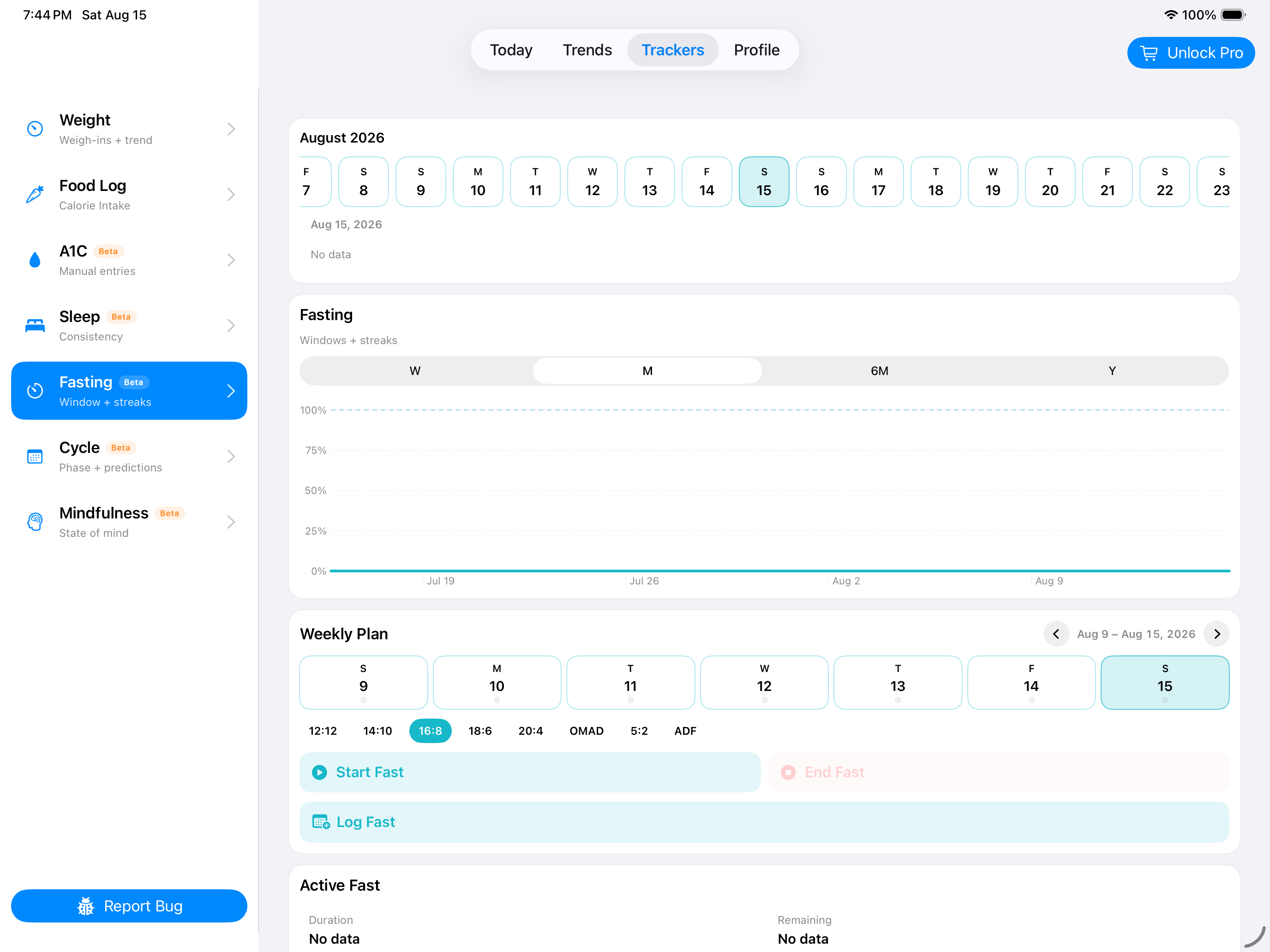 Complete Fasting tracker on iPad