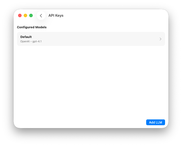 AI integration settings in BeFit Tracker on Mac