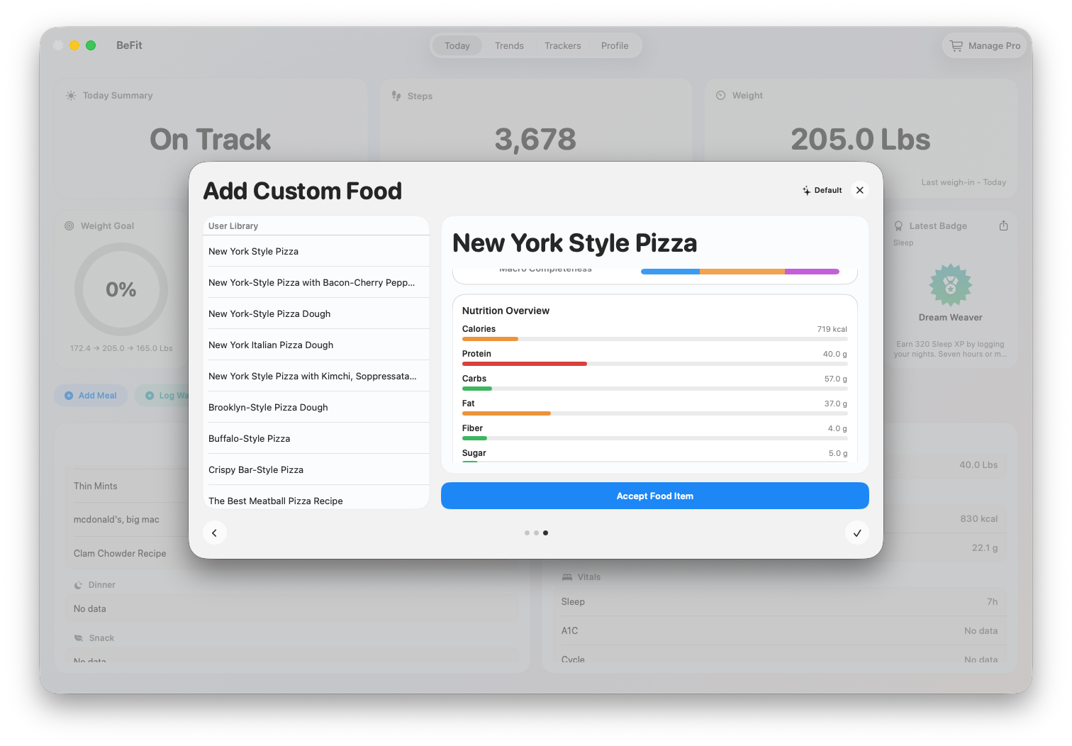 Added food from dictation on Mac