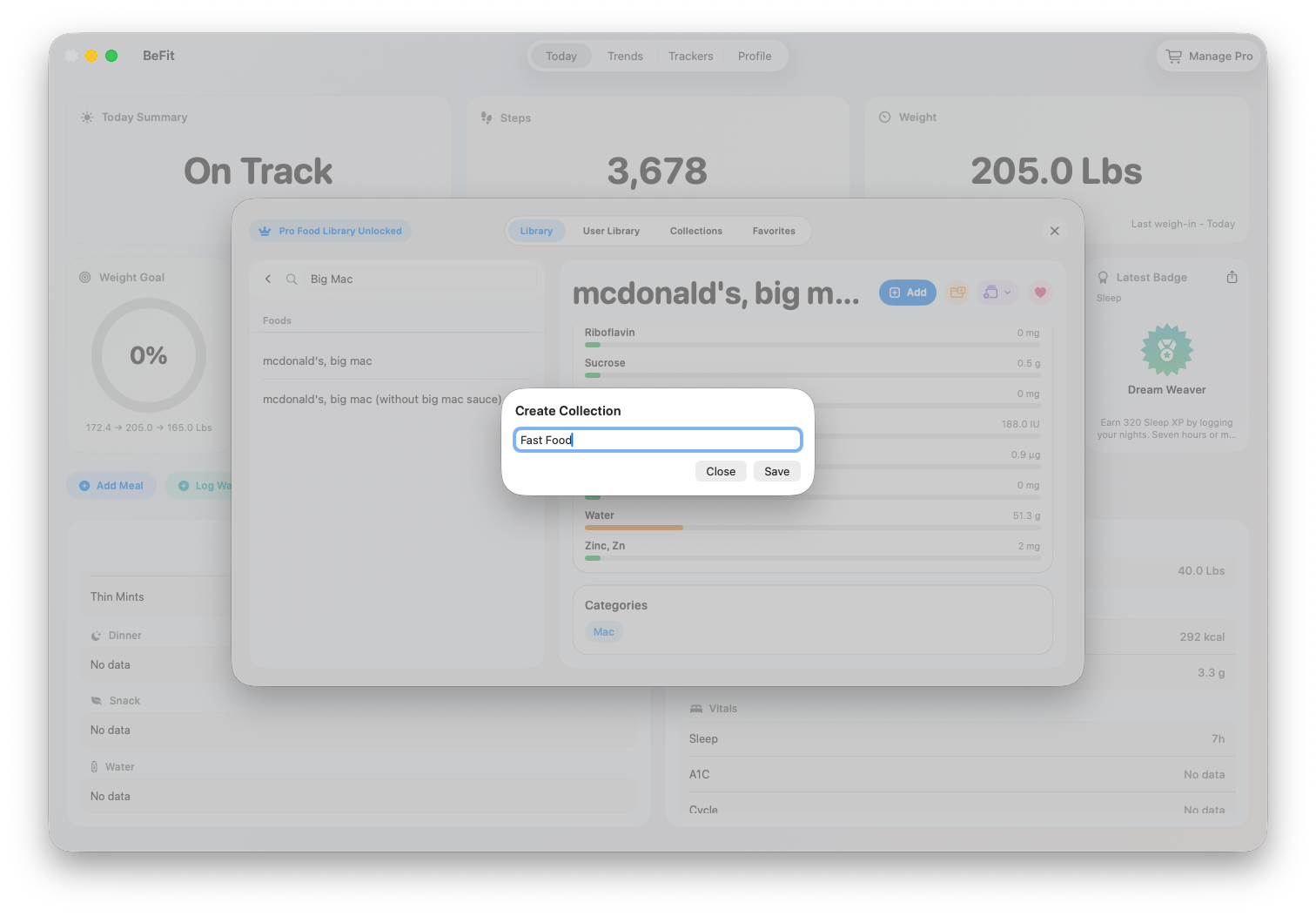 Collection name field on Mac