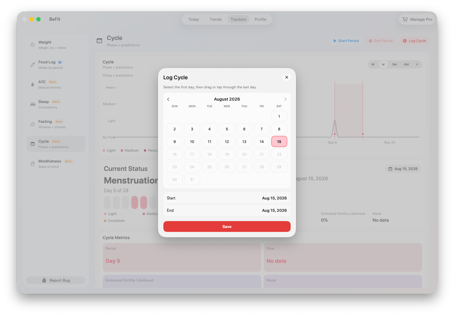 Log Cycle observation sheet on Mac