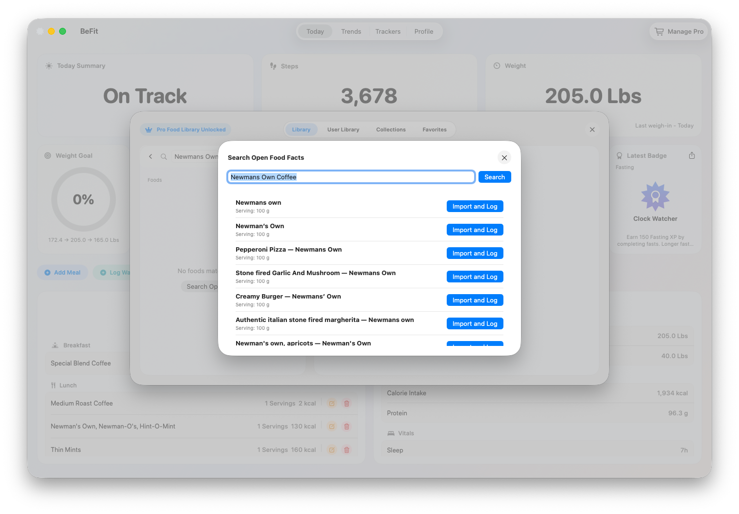 Open Food Facts product candidates on Mac