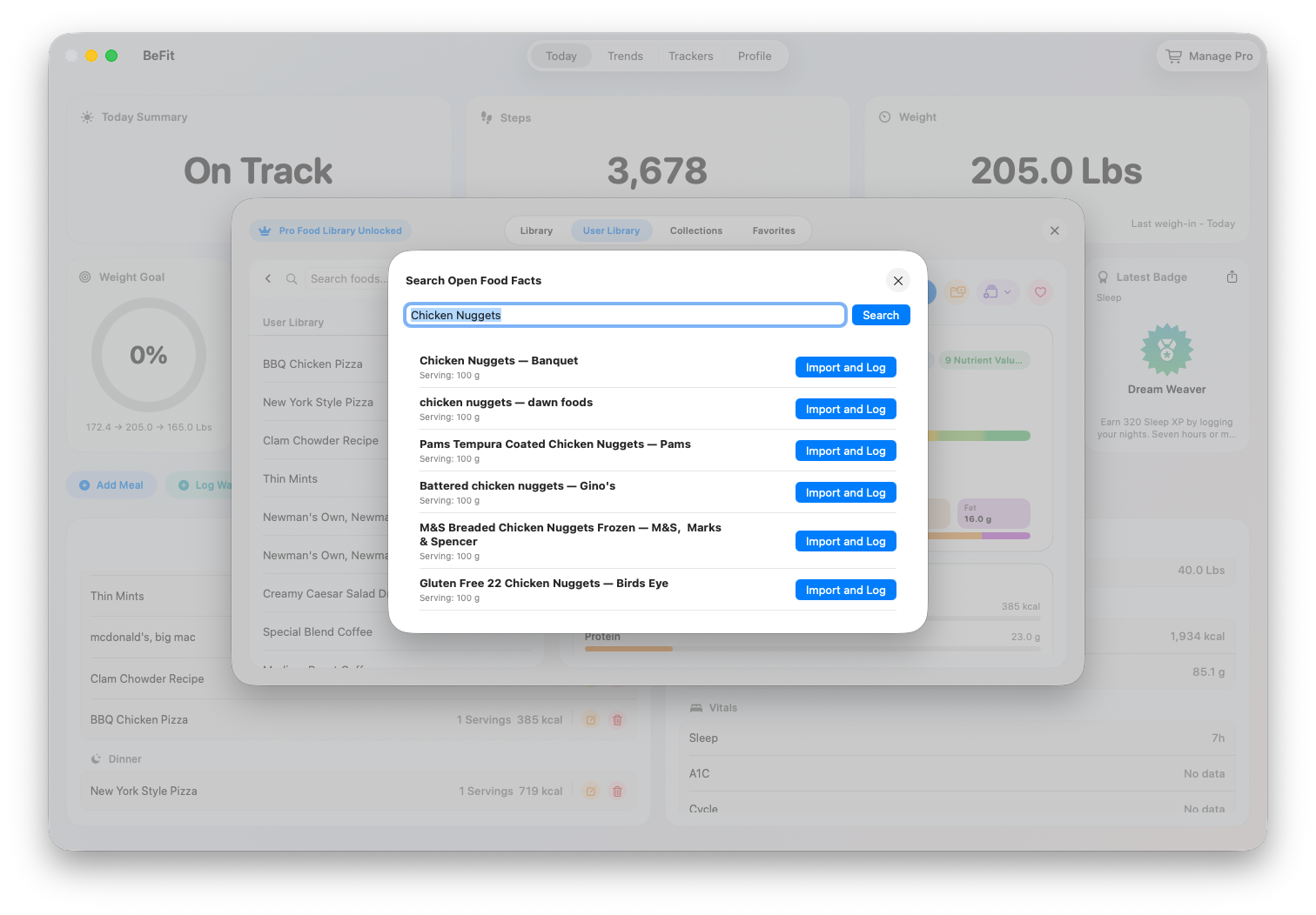 Open Food Facts search on Mac