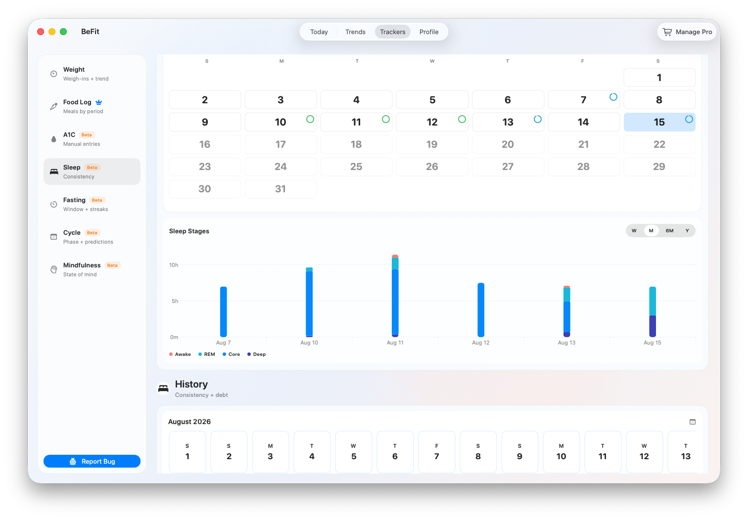 Sleep stage chart on Mac