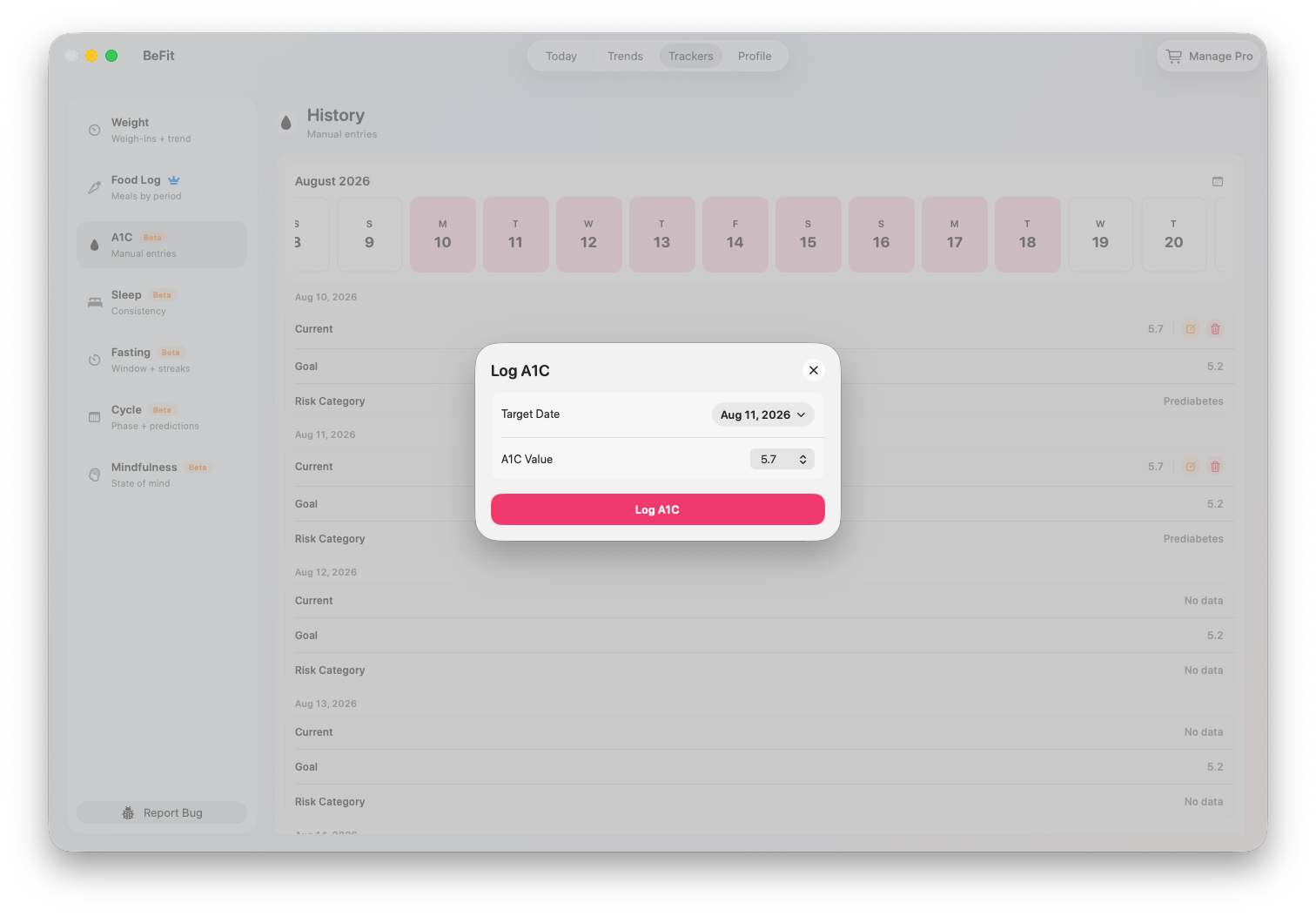 Enter A1C form on Mac
