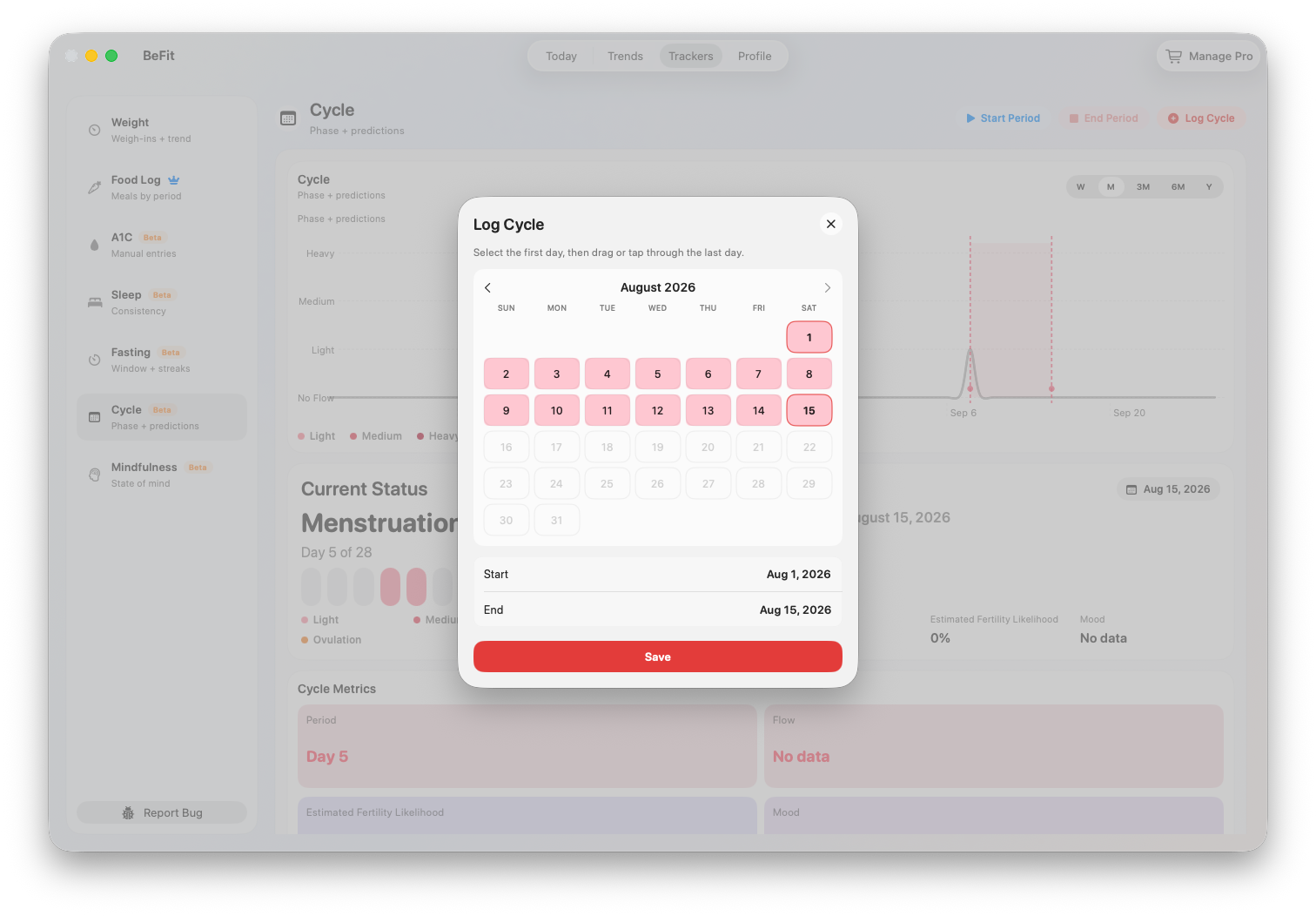 Log a period range on Mac