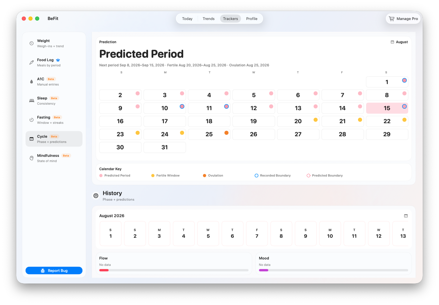 Cycle Prediction Calendar on Mac