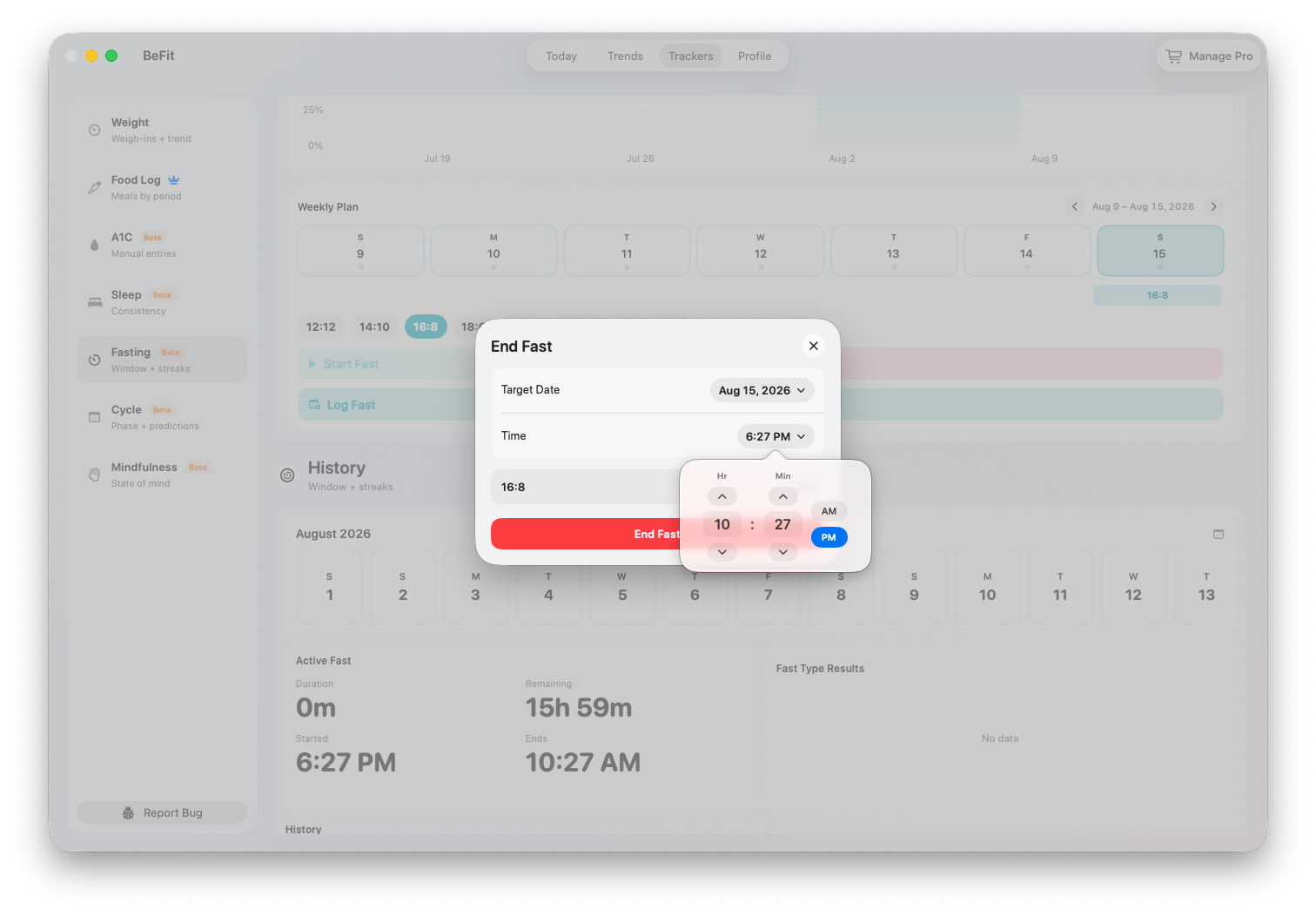 End an active fast on Mac