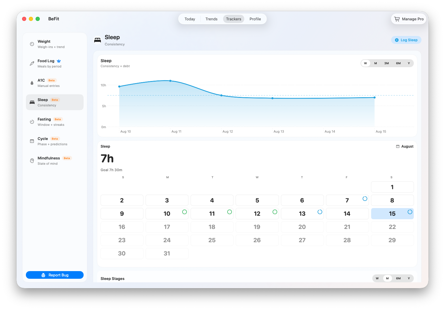 Sleep history on Mac